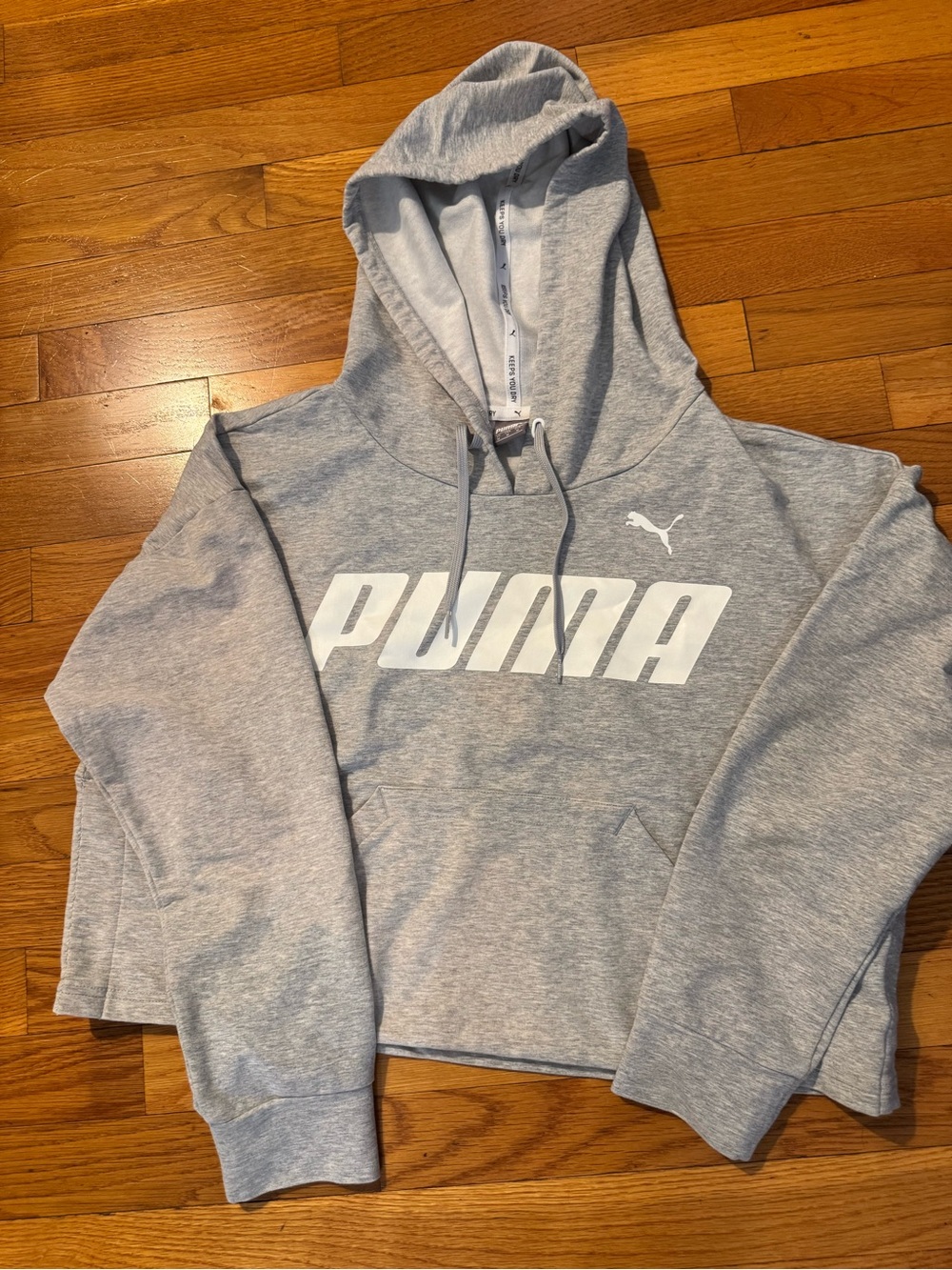 Puma Light Gray Pullover Hoodie with White Logo